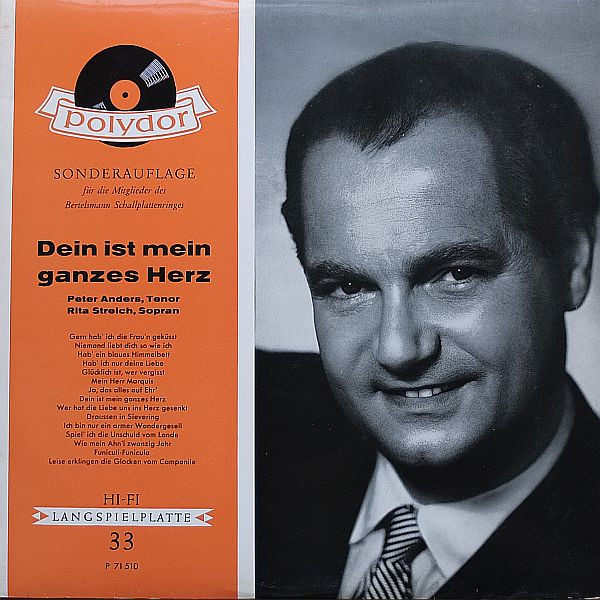 Cover Peter Anders (2), Rita Streich - Dein Ist Mein Ganzes Herz (LP, Album, Son) Schallplatten Ankauf