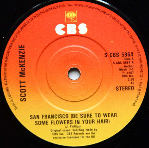 Cover Scott McKenzie - San Francisco (Be Sure To Wear Some Flowers In Your Hair) (7, Single, RE, Sun) Schallplatten Ankauf