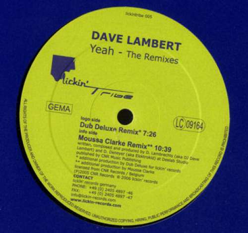 Cover Dave Lambert (2) - Yeah (The Remixes) (12) Schallplatten Ankauf
