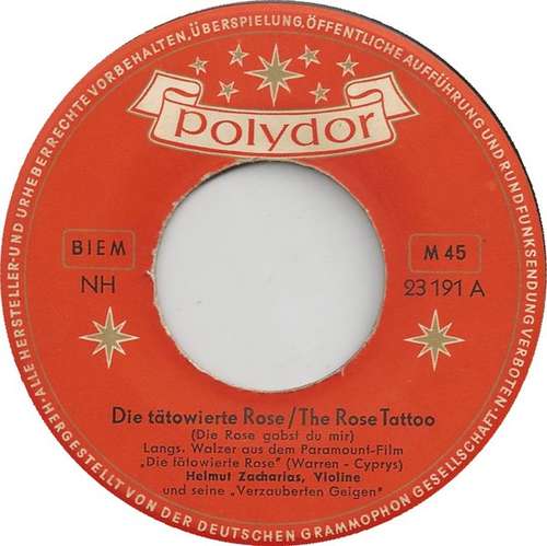 Cover Helmut Zacharias - Die Tätowierte Rose / The Rose Tattoo (7, Single, Mono) Schallplatten Ankauf