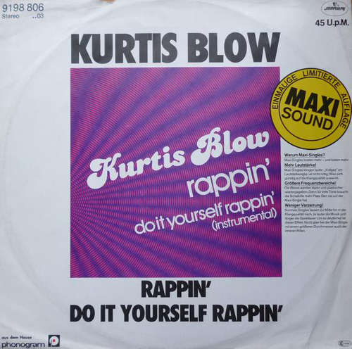 Cover Kurtis Blow - Rappin' (12, Maxi, Ltd) Schallplatten Ankauf