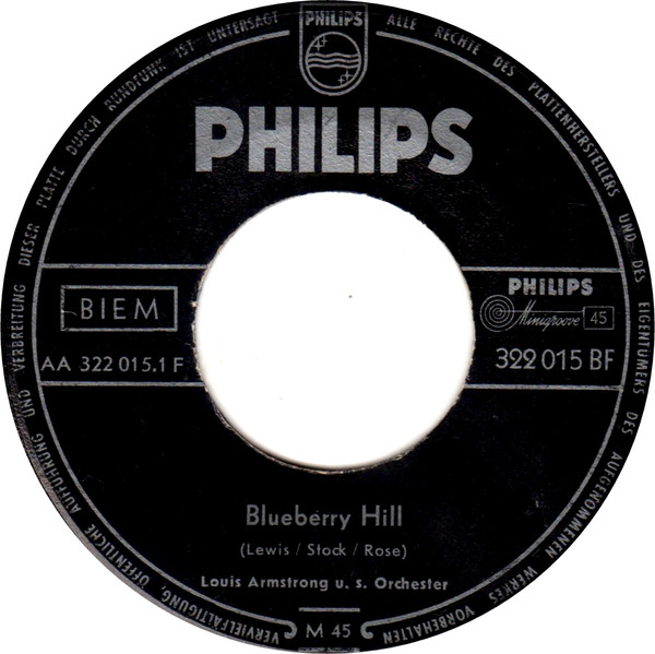 Cover Louis Armstrong U.S. Orchester* - Blueberry Hill (7, Mono) Schallplatten Ankauf