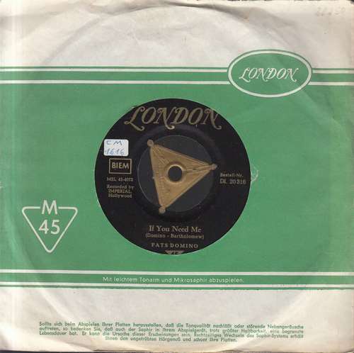 Cover Fats Domino - If You Need Me / Country Boy (7, Single) Schallplatten Ankauf