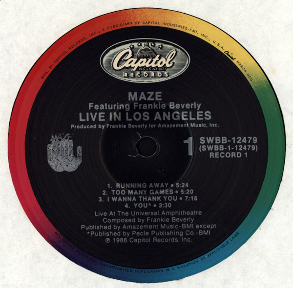 Cover Maze Featuring Frankie Beverly - Live In Los Angeles (2xLP, Album) Schallplatten Ankauf