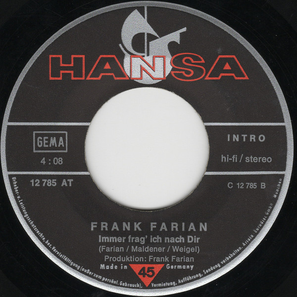 Cover Frank Farian - So Muß Liebe Sein (Smoke Gets In Your Eyes) (7, Single) Schallplatten Ankauf