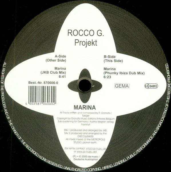 Bild Rocco G. Projekt - Marina (12, Single) Schallplatten Ankauf