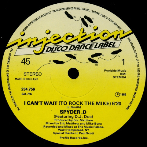Cover Spyder-D - I Can't Wait (To Rock The Mike) (12) Schallplatten Ankauf