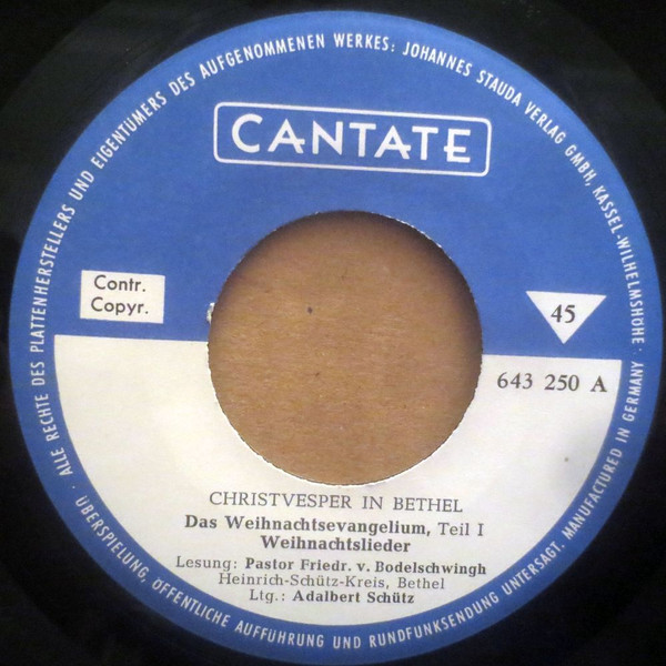 Cover Friedrich Von Bodelschwingh - Christvesper In Bethel (7) Schallplatten Ankauf