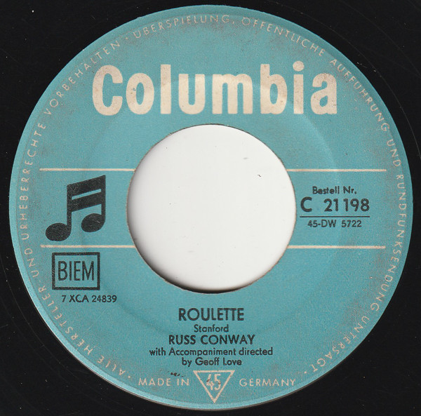 Cover Russ Conway - Roulette / Trampolina (7, Single) Schallplatten Ankauf