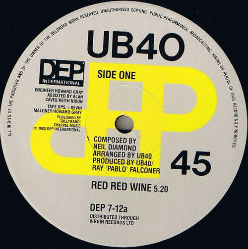 Cover UB40 - Red Red Wine (12, Single) Schallplatten Ankauf