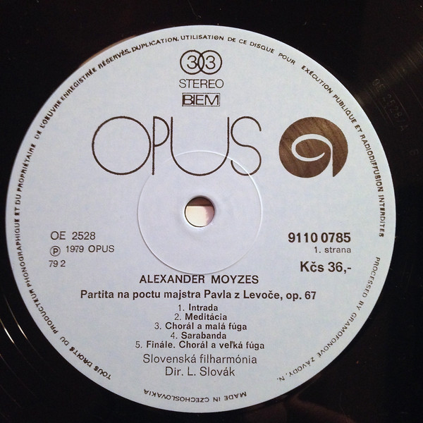 Cover Alexander Moyzes, Miloš Jurkovič, Slovak Philharmonic Orchestra, Ladislav Slovák - Partita / Concerto For Flute / Music To A Woman (LP, Album) Schallplatten Ankauf