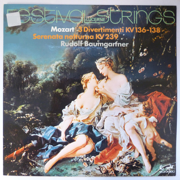 Cover Mozart* - Rudolf Baumgartner, Festival Strings Lucerne - 3 Divertimenti KV 136-138 / Serenata Notturna KV 239 (LP, Quad) Schallplatten Ankauf
