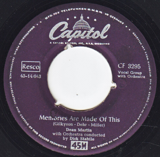 Cover Dean Martin - Memories Are Made Of This (7, Single) Schallplatten Ankauf
