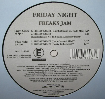 Cover Freaks Jam - Friday Night (12) Schallplatten Ankauf