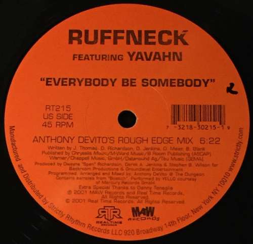 Cover Ruffneck Featuring Yavahn - Everybody Be Somebody (New 4 '02) (12) Schallplatten Ankauf