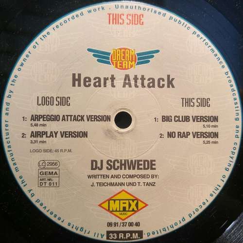 Cover DJ Schwede - Heart Attack (12) Schallplatten Ankauf