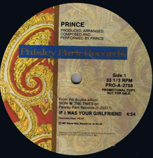 Cover Prince - If I Was Your Girlfriend (12, Promo) Schallplatten Ankauf