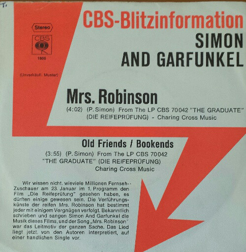 Cover Simon And Garfunkel* - Mrs. Robinson / Old Friends/Bookends (7, Single, Promo) Schallplatten Ankauf