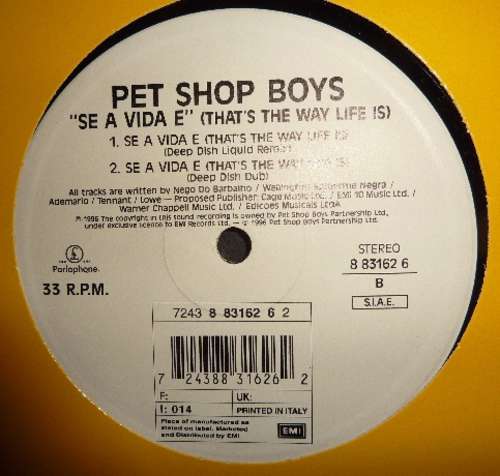 Cover Pet Shop Boys - Se A Vida E (That's The Way Life Is) (12) Schallplatten Ankauf