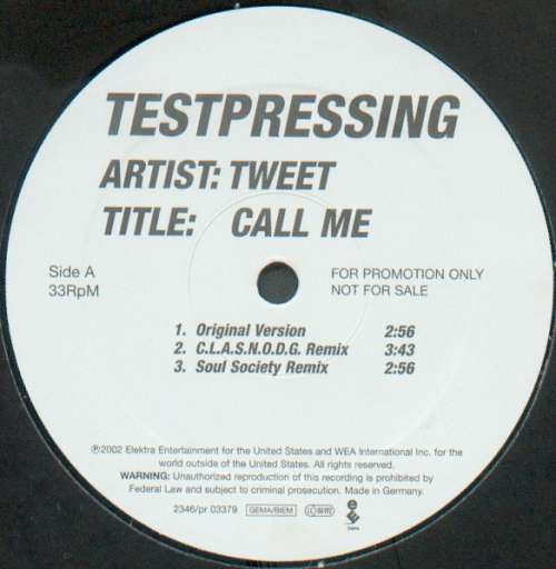 Cover Tweet - Call Me (12, Promo, TP) Schallplatten Ankauf