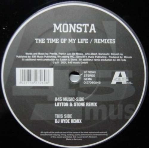 Cover Monsta - The Time Of My Life Remixes (12) Schallplatten Ankauf
