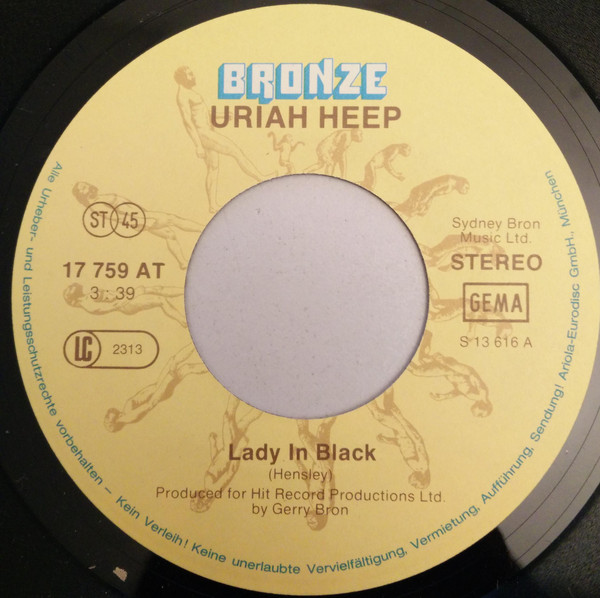 Cover Uriah Heep - Lady In Black (7, Single, RE) Schallplatten Ankauf