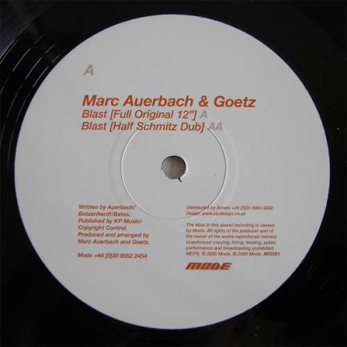 Cover Marc Auerbach & Goetz - Blast (12) Schallplatten Ankauf