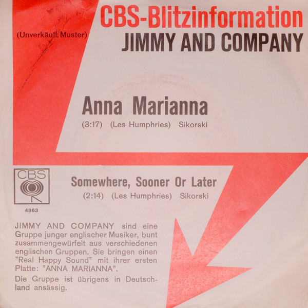 Cover Jimmy And Company - Anna Marianna (7, Single, Promo) Schallplatten Ankauf