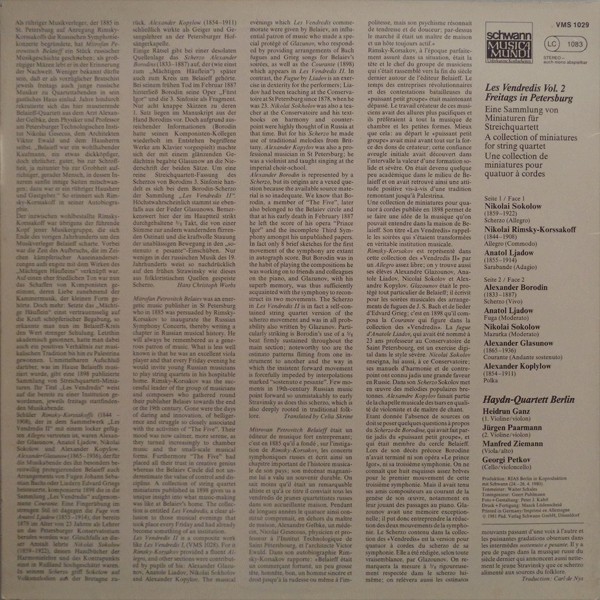 Cover Glasunow*, Borodin*, Sokolow*, Rimsky-Korssakoff*, Ljadow*, Kopylow*, Haydn-Quartett Berlin - Les Vendredis Vol. II - Freitags in Petersburg (LP) Schallplatten Ankauf