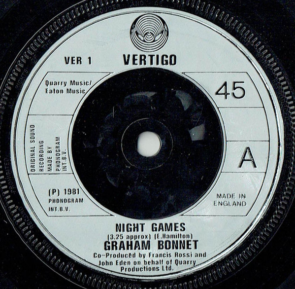 Cover Graham Bonnet - Night Games (7, Single, Com) Schallplatten Ankauf