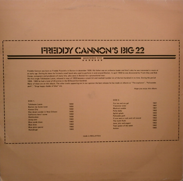 Cover Freddy Cannon - Freddy Cannon's Big 22 (LP, Comp) Schallplatten Ankauf